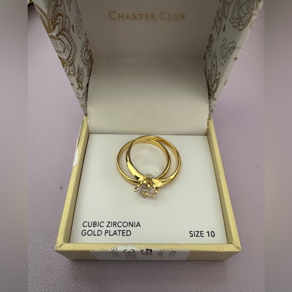 Charter Club Cubic Zirconia Duo Rings size 10 - Picture 2 of 6